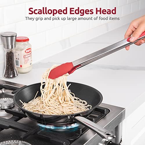 U-Taste Kitchen Tong for Cooking, 600ºF Heat-Resistant Silicone, 16in/Red - Image 4