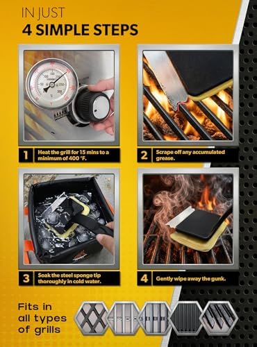 MEKER 4 PCS Grill Replacement Head, Yellow (NO Grill Brush) - Image 3