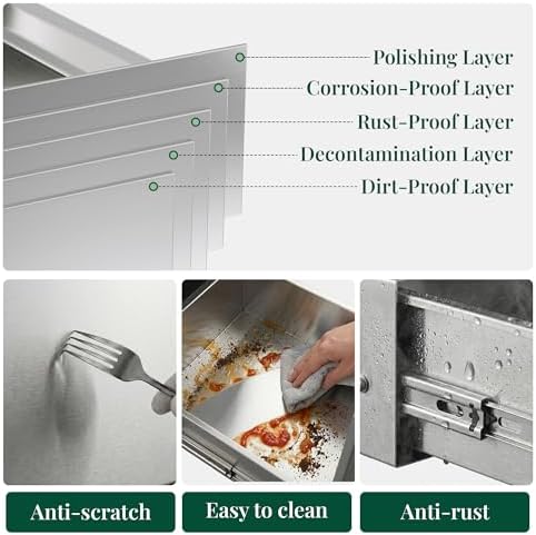 Jocisland 14-Inch Stainless Steel Outdoor Kitchen Drawer Cabinet - Image 4