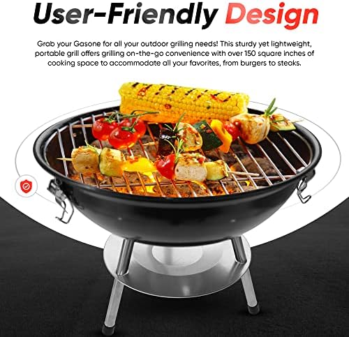 Gas One – 14-inch Portable Barbecue Grill with 3-Point Locking Lid for Heat Preservation – Dual Venting System – Small Charcoal Grill for Backyard, Camping, Boat - Image 5
