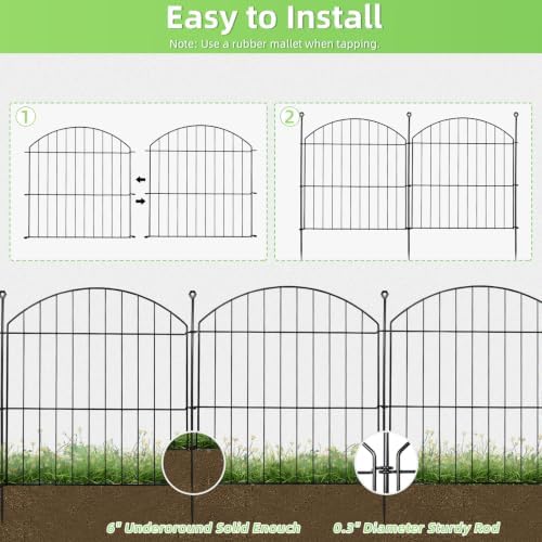 Decorative Garden Fence, 24in (H) x 10ft(L) No Dig Fence with Gate - Image 3