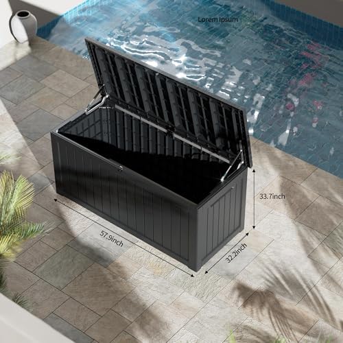 Outdoor Storage Box, 270 Gallon Waterproof Deck Box, Super-Sized Gas-Spring Resin Trunk for Large Seat Pillows, Heavy-Duty Lockable Backyard Storage Sofa, Garden Lawn, Black - Image 3