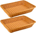 2 Pack Wicker Bread Baskets, 16 Inch Rectangular Serving Trays by Fulhdedi