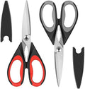 Kitchen Scissors All Purpose Heavy Duty, Kitchen Utensils Set, Stainless Steel Cooking Utensils Gadgets, Meat Poultry Food Shears Dishwasher Safe Utility Tools Home Gift (Black Red) by HFLYJPYW