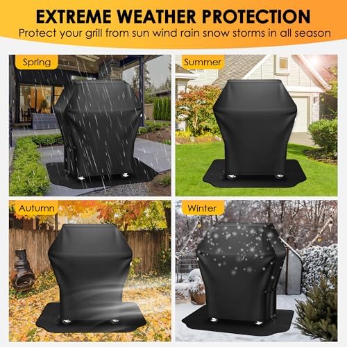 32 Inch Grill Cover＆Under Grill Mat, Weather, UV & Fade Proof for Outdoor - Image 5