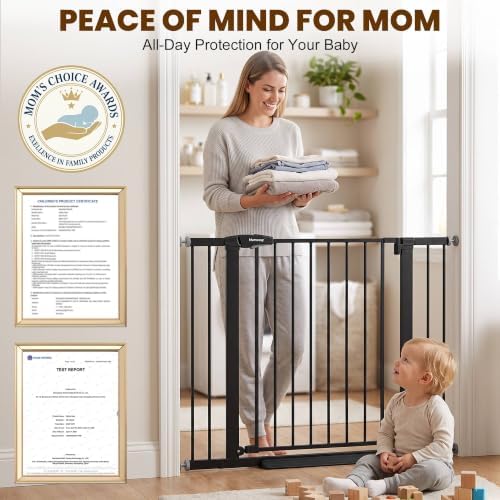 Mumeasy Baby Gate with Door, 26-40" Pressure Mounted Dog Gate for Doorways - Image 3
