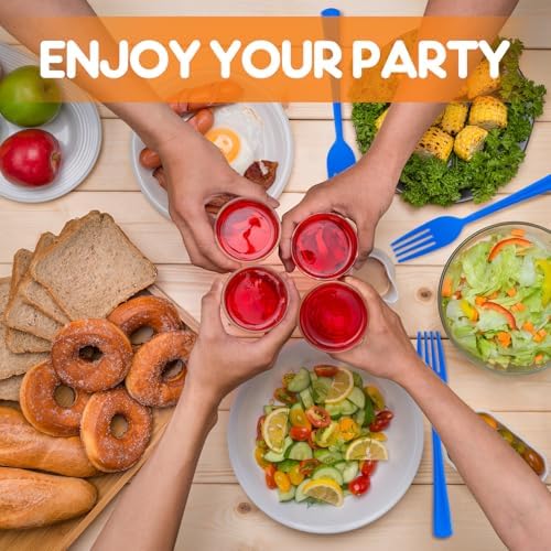 60 Pcs Blue Disposable Plastic Forks Cutlery Heavy Duty Dinnerware Plastic Silverware Flatware for Home Office School Party Picnics Restaurant Outdoor Events or Every Day Use (Blue) - Image 5