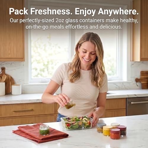 EONJOE 2oz Glass Dressing Containers With Lids, Sauce Jars for Lunch, 12pk - Image 4