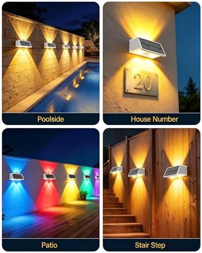 Solar Fence Lights Outdoor, 2 Pack Fence Solar Lights Waterproof - Image 5