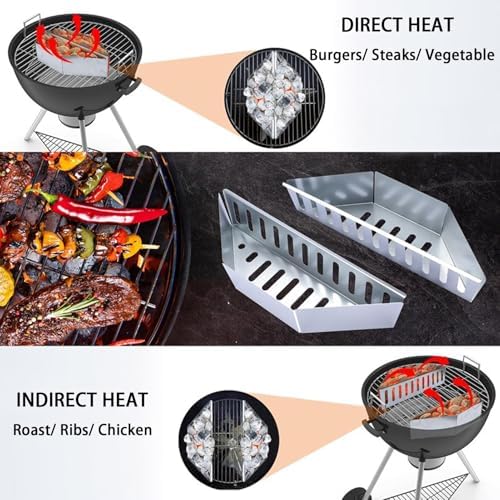 Originals Charcoal Basket Stainless Steel Char Holder, Compatible with Weber Grilling Accessories Charcoal Container Contoured Carbon Briquet Grilling Baskets(2 Pieces), silver - Image 3