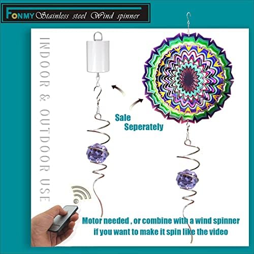 Fonmy Gazing Ball Spiral Tail -Decorative Wind Spinner Sun Catcher Rainbow Maker 11 inch Tail and 2 inch Purple Crystal Orb. Indoor Outdoor Garden Decoration -13 inch Height - Image 4