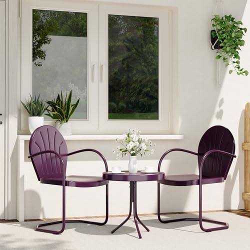 Outdoor 3-Piece Metal Bistro Set,Patio Conversation Set of 2,Purple by RICNOD