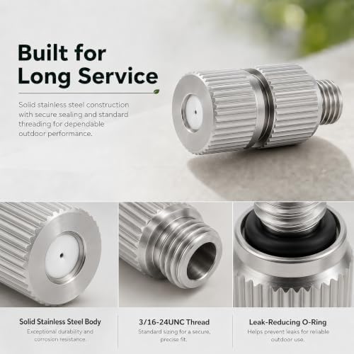5 Pcs Misting Nozzles, 0.2mm Orifice, Stainless Steel, Anti-Drip - Image 4