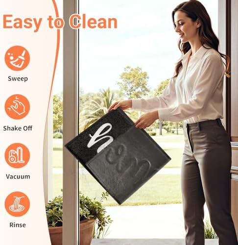 StepLively Door Mat Indoor Outdoor Welcome Mat for Entrance, 30x17.5 Black - Image 5