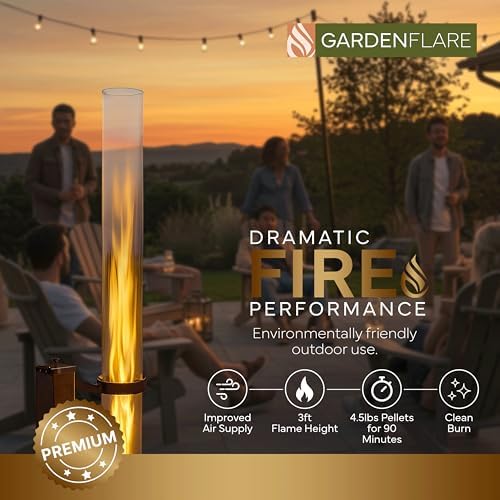 Premium 58in Wood Pellet Patio Heater, Fire Tube, Black - Image 5