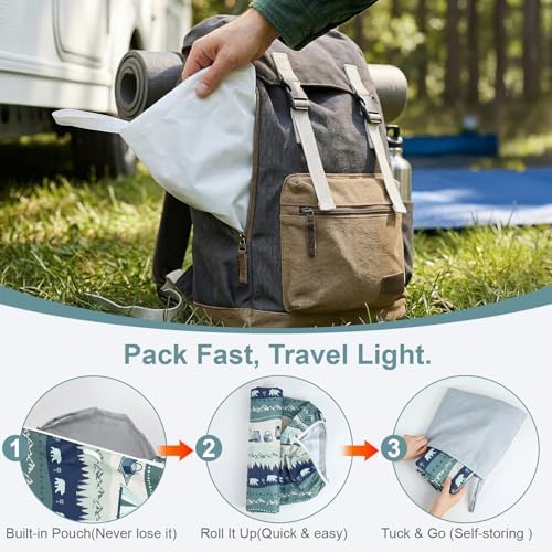 Picnic Table Cover with Bench Covers - Waterproof Fitted Tablecloth for 6 Ft Rectangle Tables, Windproof Elastic Edge Camping Essentials RV Accessories with Integrated Storage Bag - Image 5