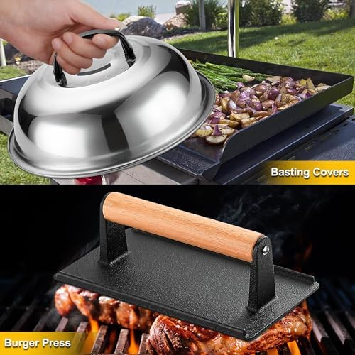 ROMANTICIST 119PC Professional Griddle Accessories Kit - Heavy Duty Stainless Steel Grill Spatula Set for Grill Griddle Hibachi Flat Top Outdoor Cooking - Great Grill Gift on Birthday Wedding - Image 4
