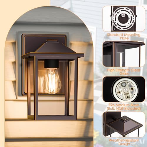MATAMEYE Outdoor Wall Light Fixture, Exterior Waterproof Porch Lighting - Image 6