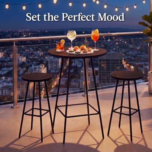 Best Choice Products 3-Piece Patio Dining Set, Bar Height, Outdoor Bistro Set, Outdoor Round Bar Table w/ 2 Bar Stools, Steel - Black - Image 4