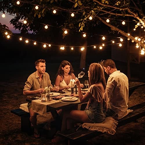 Mlambert 100Ft(2x50Ft) Outdoor String Lights, G40 Globe Patio Lights with 50+4 Waterproof Hanging LED Bulbs for Balcony Gazebo Deck Tents-Black Wire - Image 3
