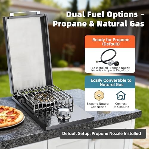 Built-in Side Burner for Outdoor Kitchen, Propane & Natural Gas, 304 SS - Image 2