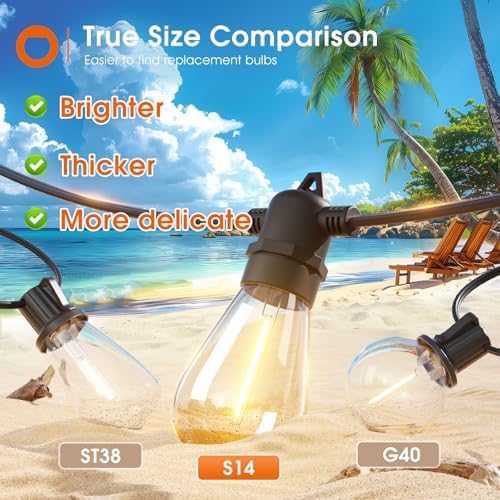 addlon 102FT(96+6) Solar String Lights Outdoor, Last 20+ Hrs, USB Charging - Image 3