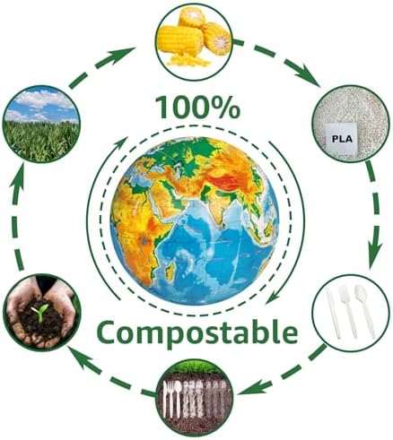 MISISIPI 150-Count Compostable Utensils Set - Heavy Duty BPI Certified, Plastic-Free Disposable Forks, Spoons, Knives for BBQ, Camping, Events, Plant-Based Cutlery - Image 4