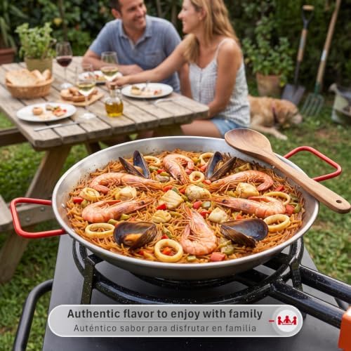 Magefesa 10.5" Carbon Steel Paella Pan – 26 cm - 2 Servings, Durable & Lightweight with Dimpled Surface, Ideal for Outdoor Cooking & Traditional Valencian Paella - Image 4