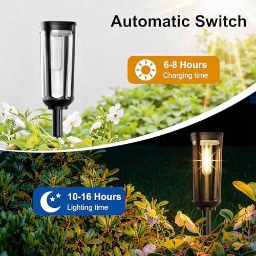 JEJOT Solar Pathway Lights Outdoor Waterproof, 4 Pack Solar Walkway Lights - Image 3