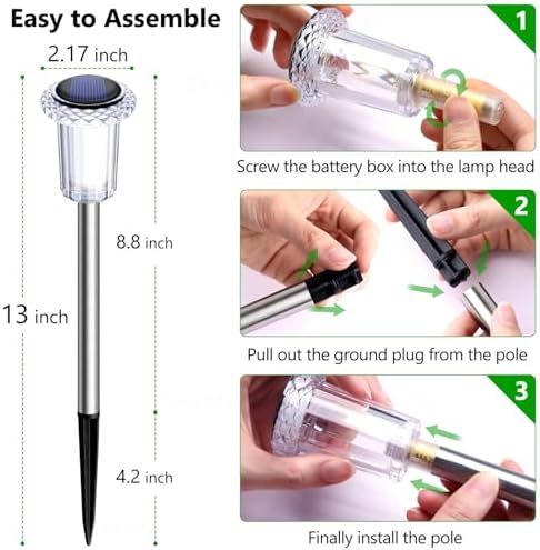 DenicMic Solar Garden Lights Outdoor Waterproof Warm White LED 15 Pack - Image 5