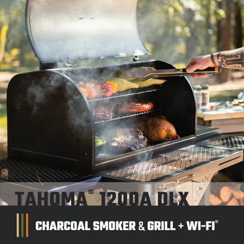 Oklahoma Joe's Tahoma 1200A DLX Auto-Feed Charcoal Smoker and Grill w/Wi-Fi with 1200 sq. in. Cooking Area in Black - Image 2
