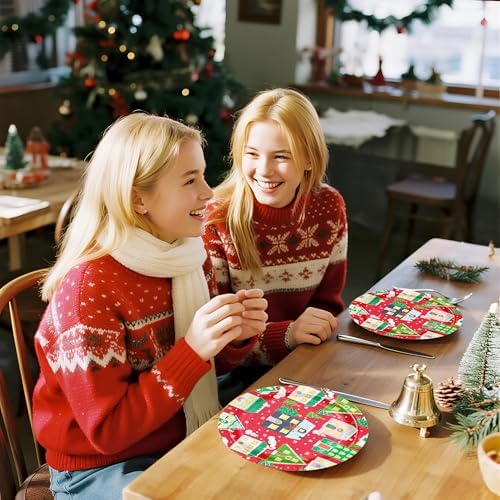 WRAPAHOLIC 25Pcs Christmas Paper Plates - 9 Inch Christmas Village House Disposable Plates Decorative Dinner Plates for Holiday Party Tableware Supplies Table Decor - Image 5
