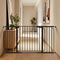 Cumbor 36.6-59" Extra Wide Baby Gate for Stairs, Auto Close Dog Gate Black by Cumbor