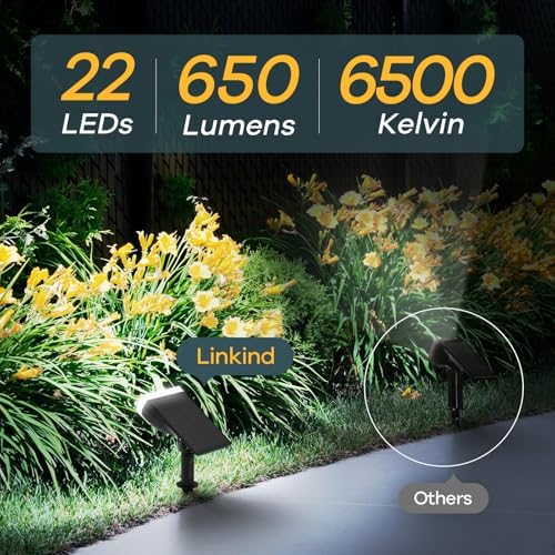 Linkind Solar Lights Outdoor Waterproof Landscape Spotlight Daylight 12 Pack - Image 2