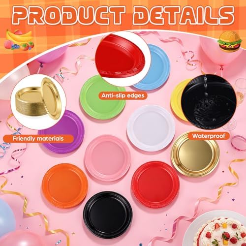Plastic Plates 9 Inch Plastic Solid Round Party Dessert Dinner Plates for Weddings Party BBQs Birthday Camping and Anniversary (50, Blue) - Image 2
