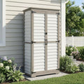Outdoor Storage Cabinet, Wood & Plastic Garden Shed with Adjustable Shelves by PETSCOSSET