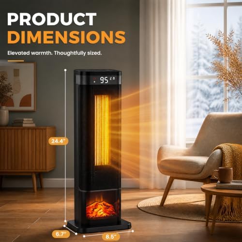 OLIXIS 24" Space Heater for Indoor Use, 60° Oscillation, 4 Modes - Image 2