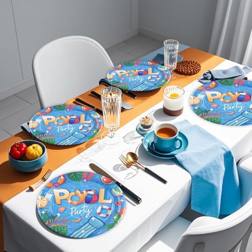 50PCS Pool Party Paper Plates, 7Inch Summer Pool Themed Dessert Plates Disposable Tableware Set Beach Party Supplies Decorations for Birthday, Baby Shower, Hawaii Holiday - Image 5