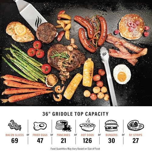 Blackstone 2310 Iron Forged 36” Omnivore Griddle with X-Braced Hood, Powder Coated Steel, Black - Image 6