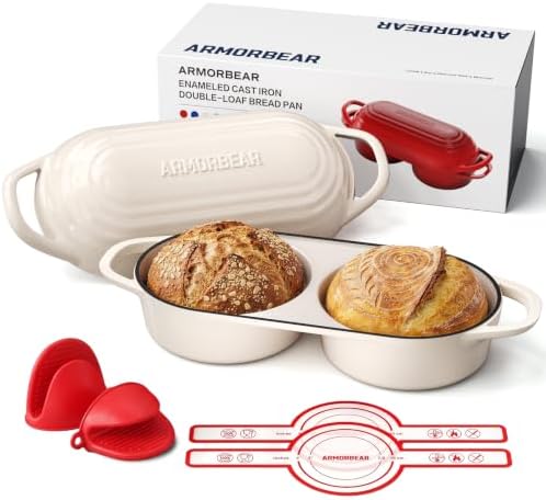 Mini Double Dutch Oven for Sourdough, Enameled Cast Iron Bread Pan, White by Unknown