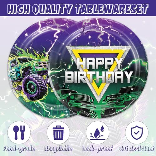 40pcs Trucks Party Supplies Trucks Birthday Party Decorations Plates and Napkins for 20 Guests Trucks Theme Party for Boys - Image 3