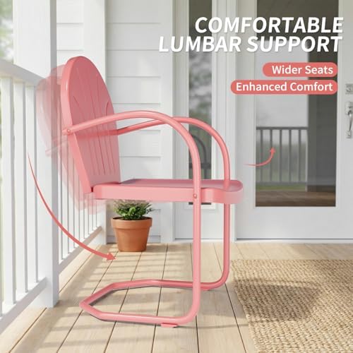 Outdoor 3-Piece Metal Bistro Set, Patio Conversation Set of 2,Pink - Image 5