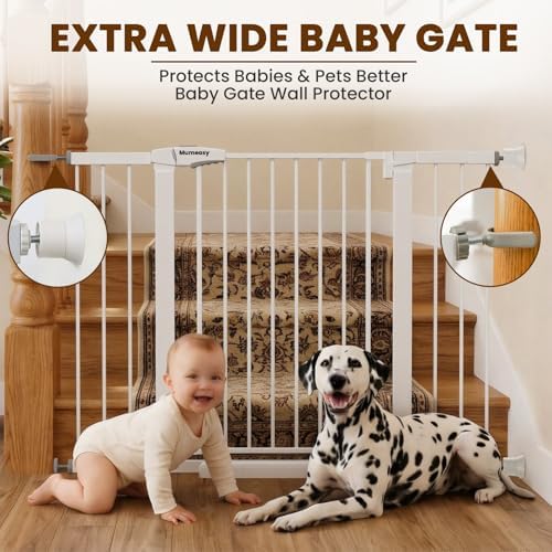 Mumeasy 29.7-48" Baby Gate for Stairs, Pressure Mounted Dog Gate for Doorways, Extra Wide Walk Thru Safety Pet Gate for Doors with Auto Close, Easy Install Child Gate for Hallway Indoor House, White - Image 3