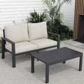 Aluminum Patio Conversation Sets All-Weather Sectional Outdoor Furniture Set with Coffee Table by VonzoyHome