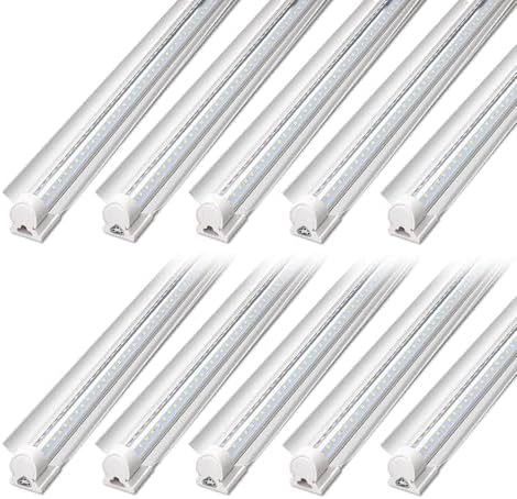 Barrina T8 LED Shop Lights 4FT, 40W 5500LM 6500K, High Output, 10 Packs by Barrina