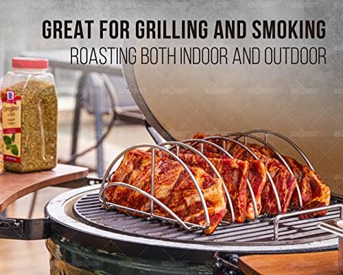 BBQ Rib Racks for Smoking, Classic Joe, BGE Grill Expander Rack Accessories - Optimizes Grilling Space, Standing Roast Rack Allows for more Even Cooking, Works with 18" or Larger Size Grill, Stainless - Image 5
