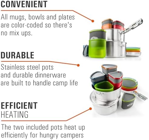 GSI Outdoors Glacier Stainless Camper 4 Person Packable Cookware & Dinnerware Set for Camping or Backpacking - Image 4