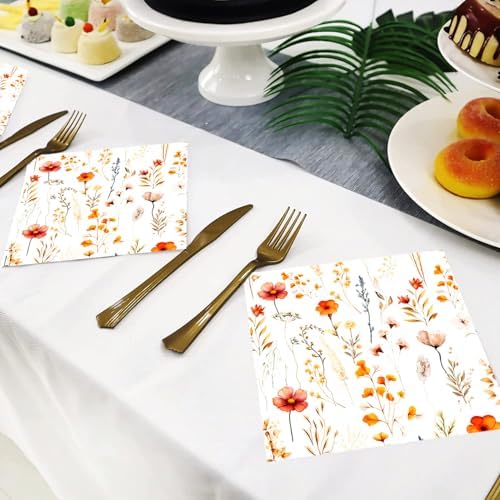 100Pcs Wildflower Party Supplies Spring Floral Wedding Birthday Decoration Include Wildflower Plates Napkins and Cups for Spring Summer Picnic Wedding Baby Shower Tea Party Decor,Serve 25 (Yellow) - Image 7