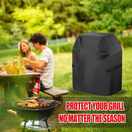 Grill Cover, 32 inch Small Gas Grill Cover for Outdoor Grill, Waterproof, Weather Resistant, UV & Fade Resistant, BBQ Grill Cover with Hook and Loop Straps, Black - Image 7