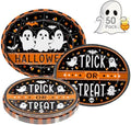 50 Pcs Halloween Paper Plates Set - Large Disposable Ghost Oval Dinner Dessert Plates, Cute Halloween Printed Paper Plates Tableware for Happy Halloween Party Decorations Supplies Table Decor by Litmitfu
